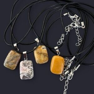 Crazy Lace Agate Rectangle Pendant Necklace